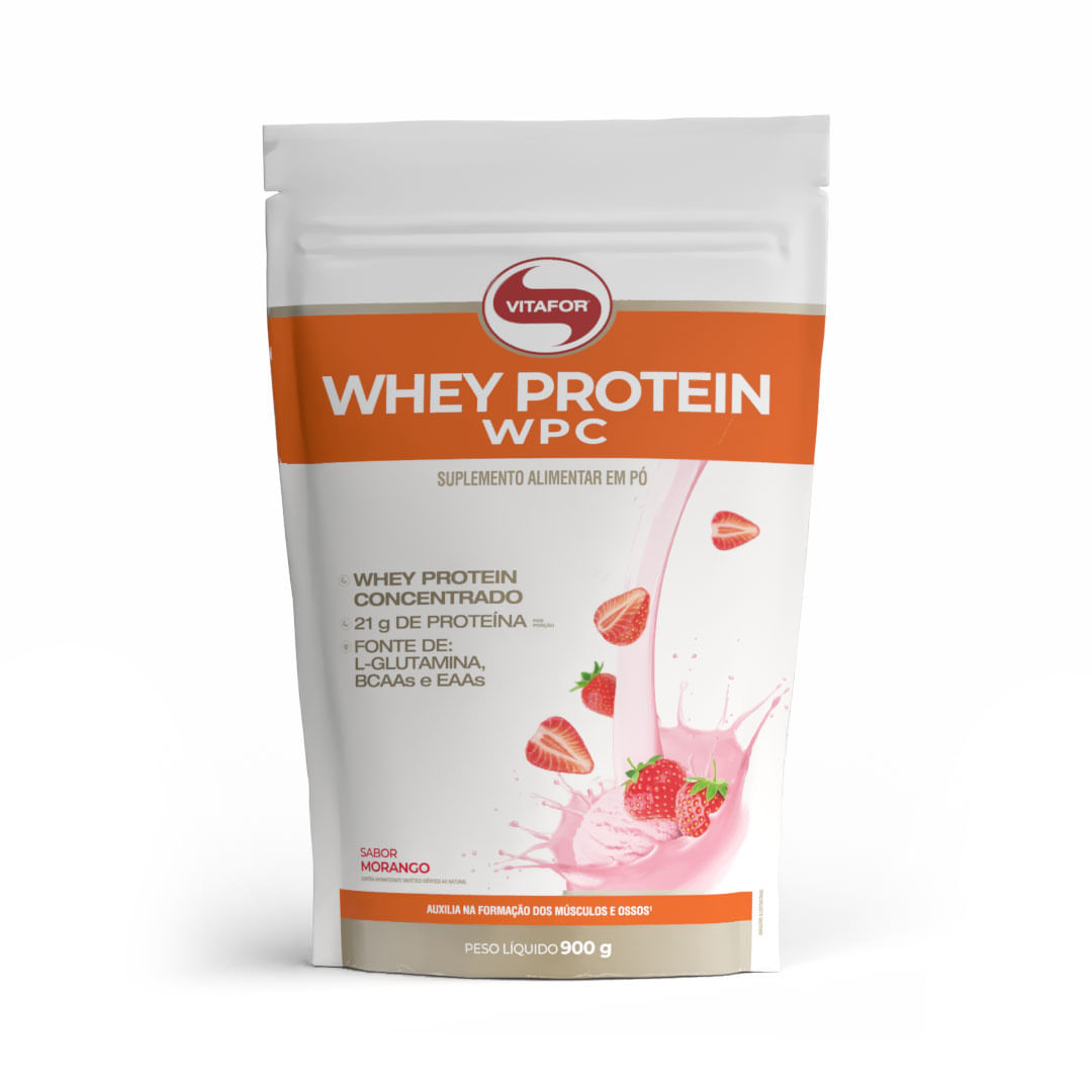 WHEY PROTEIN WPC POUCH 900G MORANGO