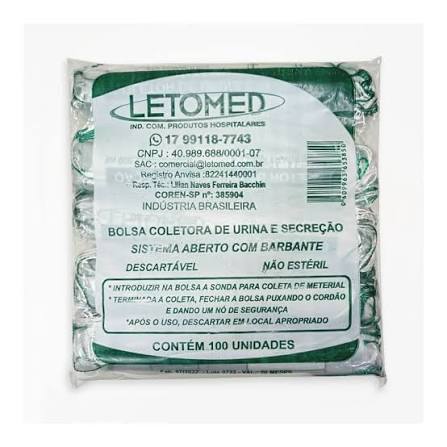 COLETOR URINA ADL TIPO SACO 2L C/100 (LETOMED)