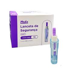LANCETA DE SEGURANCA SOFT 28G ROXO 1.5MM