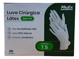 LUVA CIR LATEX S/PO MEDIX TAM 7.5 PAR