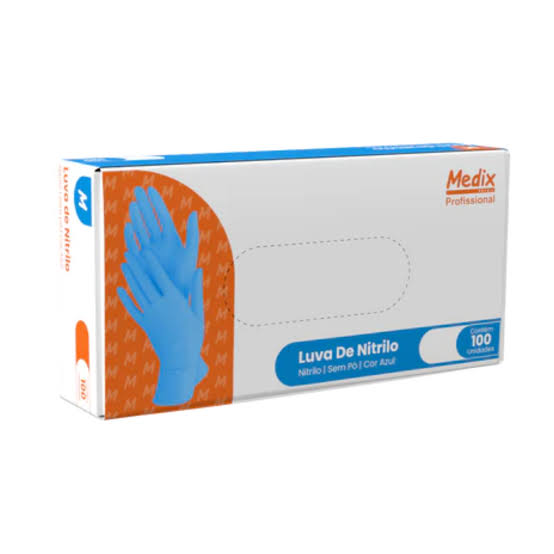 LUVA DE NITRILO AZUL UG TAM M C/100UN MEDIX